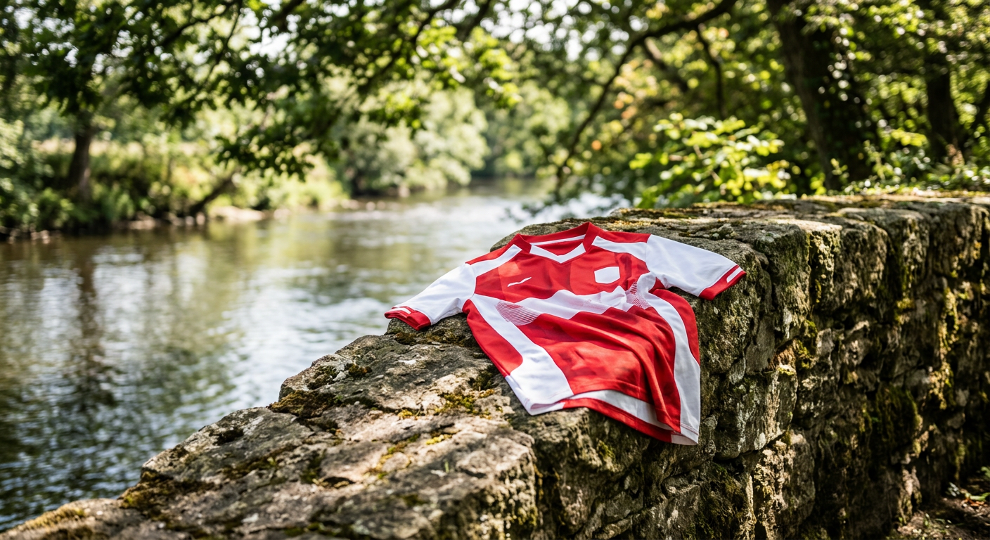 A football jersey photographed at Stonebridge Riverbank