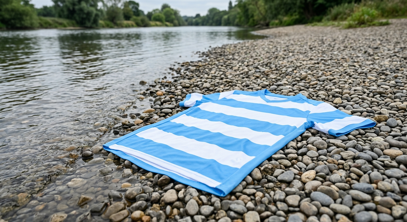 A football jersey photographed at Millbrook River