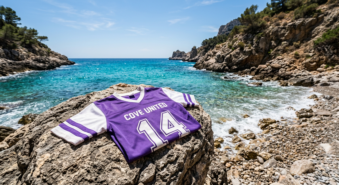 A football jersey photographed at Tidepool Beach